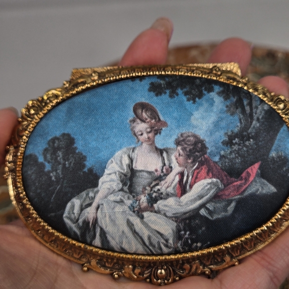 Sankyo Japan Music Box Plays "I did it my way Silk Styled By MELE Vintage FLAWED - Picture 8 of 11